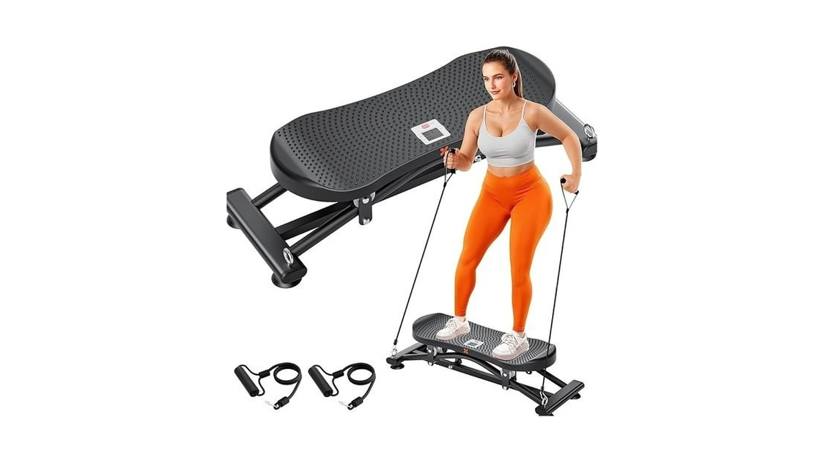 Balance Board For Adults, Rocking Stepper With Resistance Bands, Portable