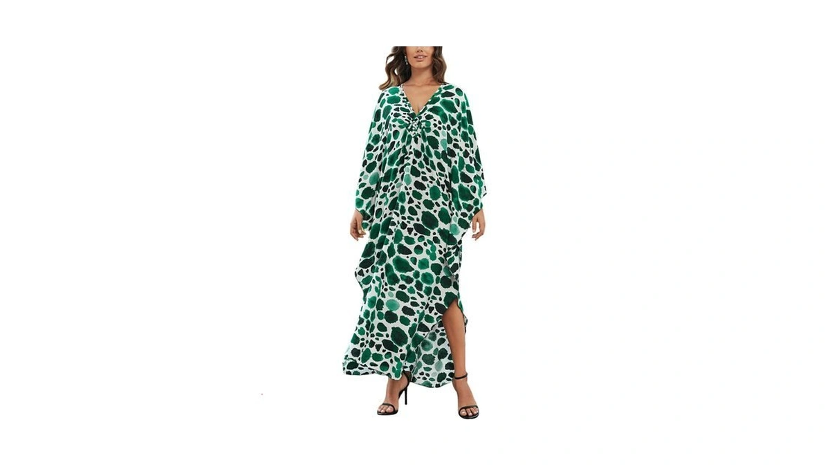 Nfvnkj Women's Plus Size Beach Lounge Kaftan Maxi Dress Swimsuit