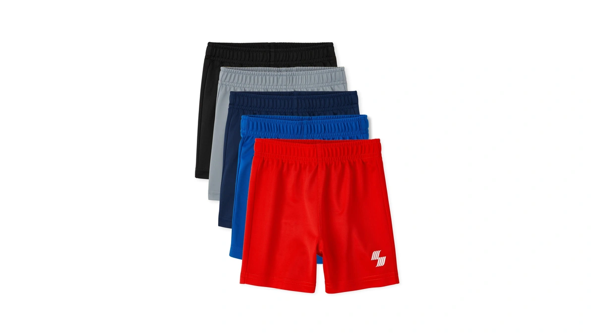 The Children's Place,baby-boys,and Toddler Boys' Athletic Basketball Shorts,black/tidal/red/blue/gray 5-pack,12 Months-18