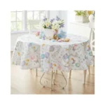Newbridge Vinyl Round Tablecloth With Flannel Backing, 70 Inch, Bunny