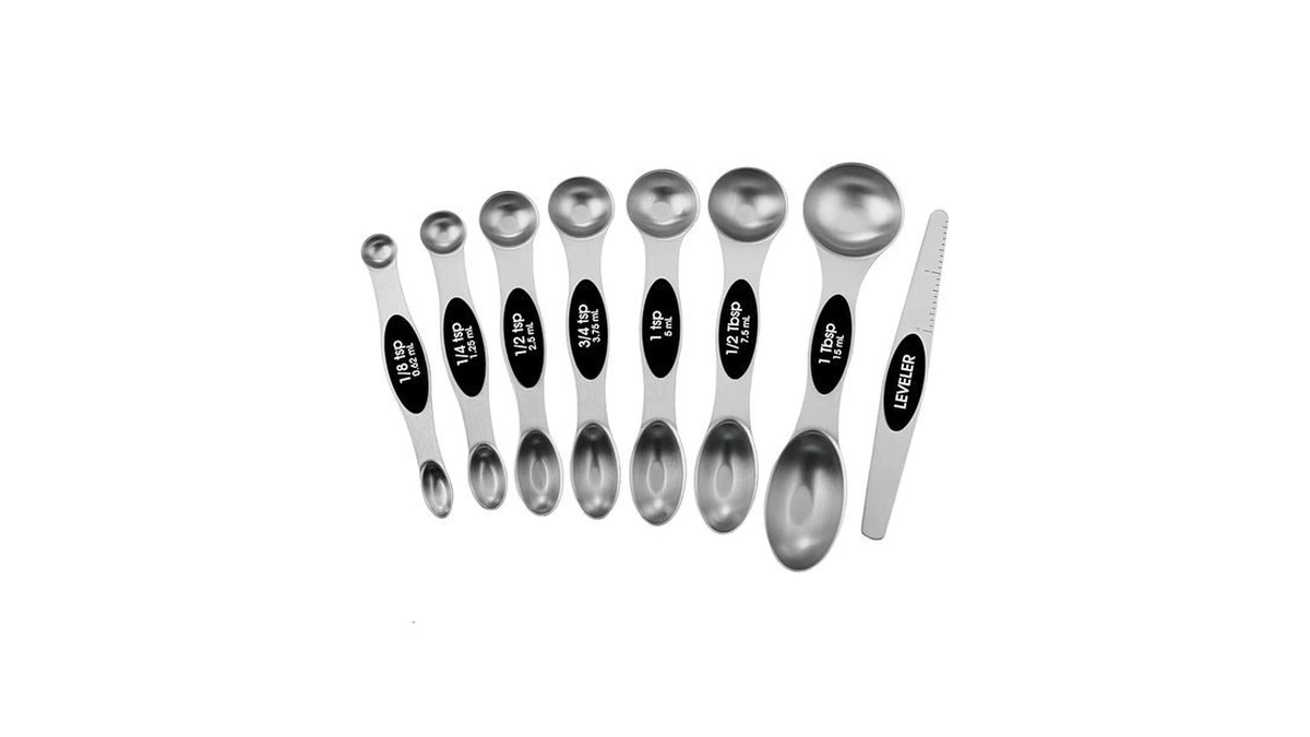 Pack Of 8 Stainless Steel Magnetic Measuring Spoons Set, Cordless