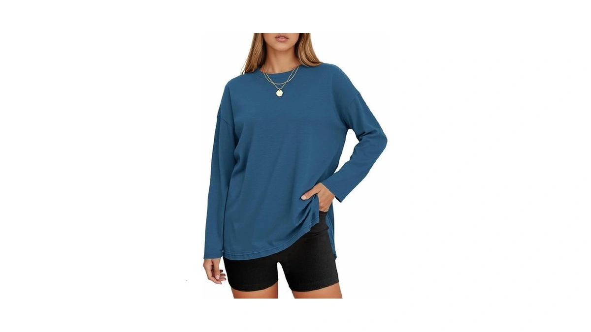 Tankaneo Women's Oversized Long Sleeve Tunic Tops Casual Crewneck Loose