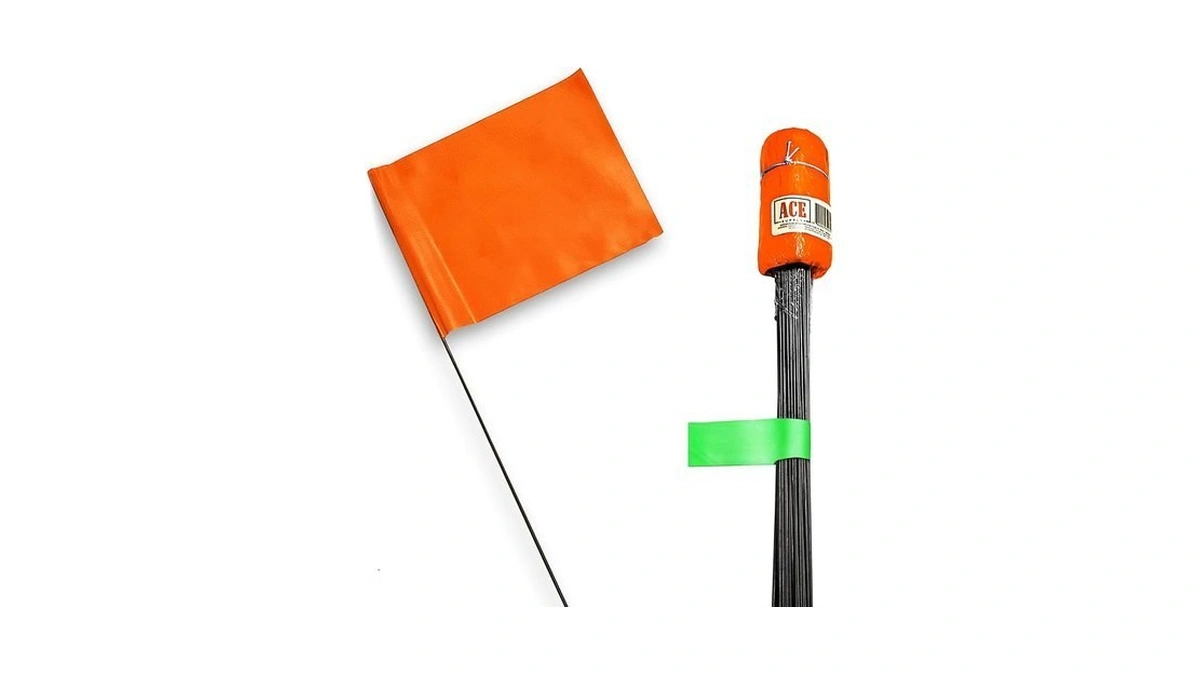 Orange Marking Flags 100 Pack - 4x5x30 Inch Orange Flags
