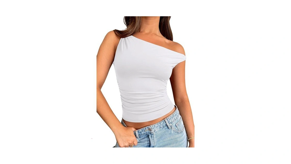 Reoria Women's 2026 Trendy Off The Shoulder Tops Asymmetrical Twist