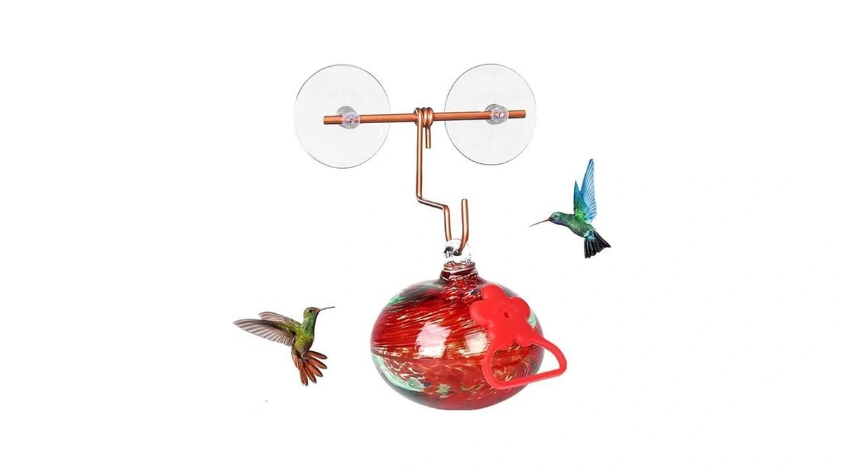 Pozfun Window Hummingbird Feeder With Suction Cups,hand-blown Glass Hummingbird Feeders