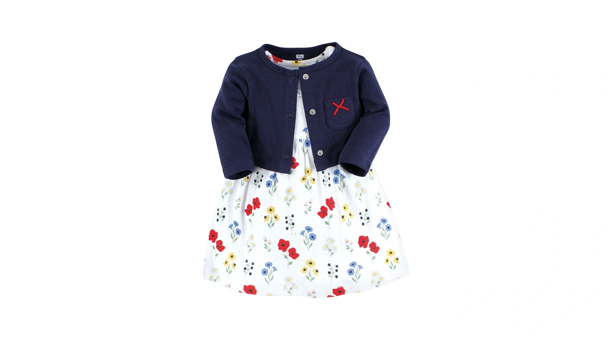 Hudson Baby Baby Girls Cotton And Cardigan Set Casual Dress,