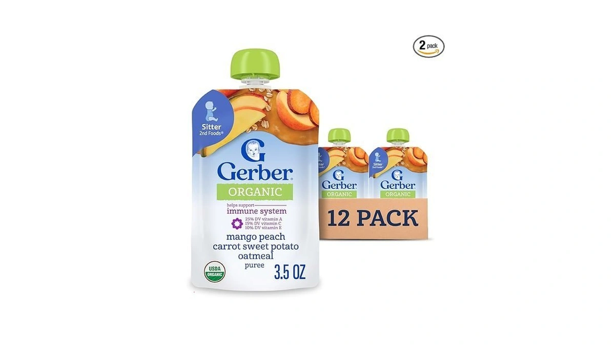 Gerber Organic Baby Food Pouches, Toddler, Wonderfoods, Mango Peach Carrot
