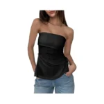Cicy Bell Womens Strapless Tube Tops Fitted Ribbed Knit Y2k
