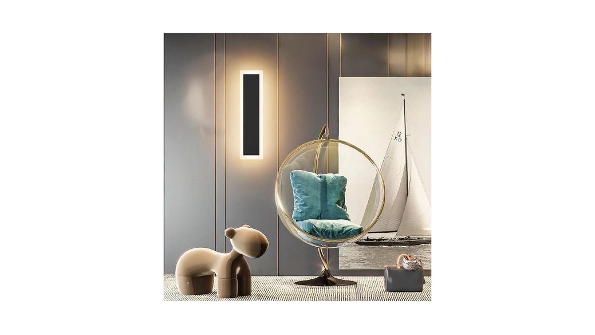 Aipsun 2 Pack Modern Black Led Outdoor Wall Light, 11.8x3.54x1.73