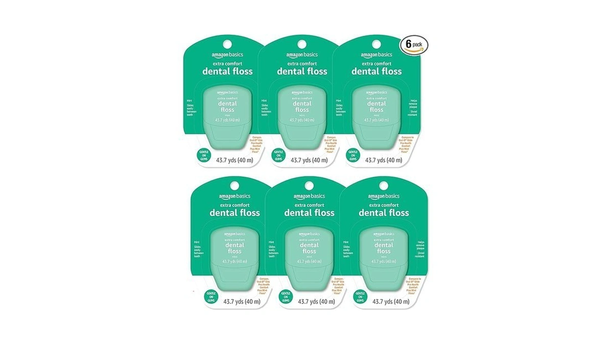 Amazon Basics Extra Comfort Mint Dental Floss, Shred Resistant, Slides
