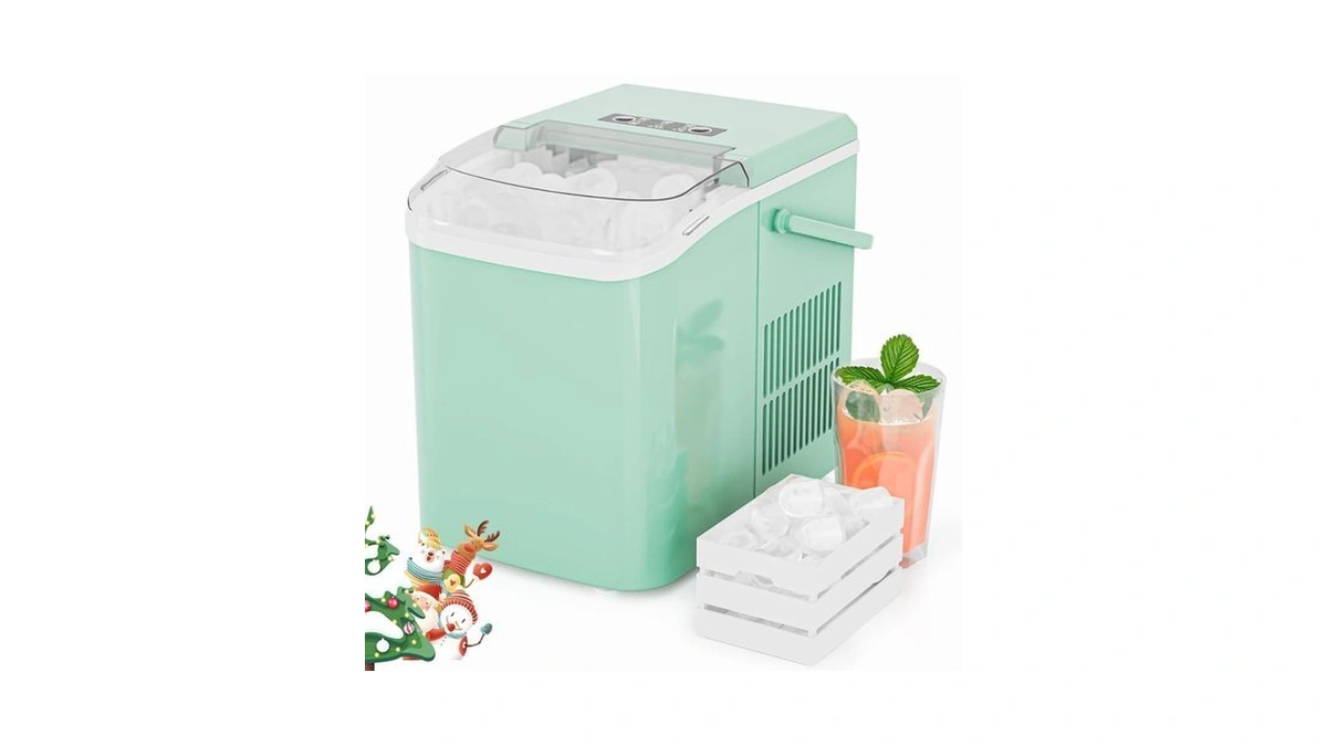 Kmfurnila Ice Makers Countertop, Portable Ice Machine With Handle, 6
