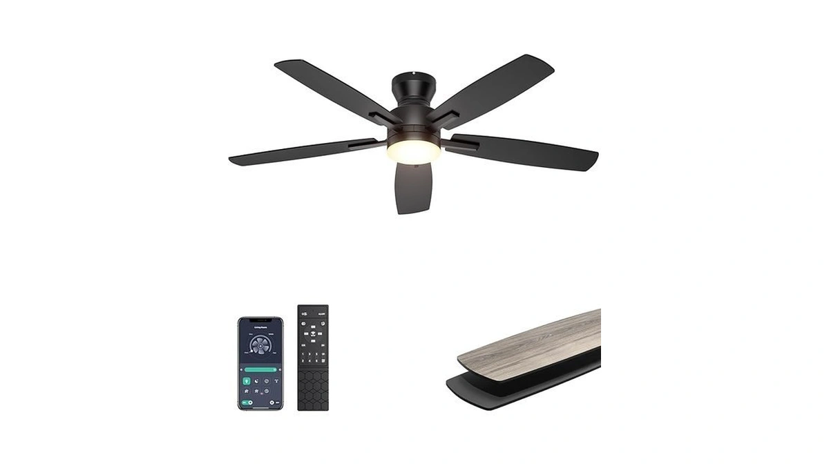 Ohniyou Ceiling Fans With Lights, 52'' Low Profile Ceiling Fan