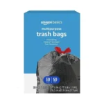 Amazon Basics Flextra Multipurpose Drawstring Trash Bags, 30 Gallon, 50
