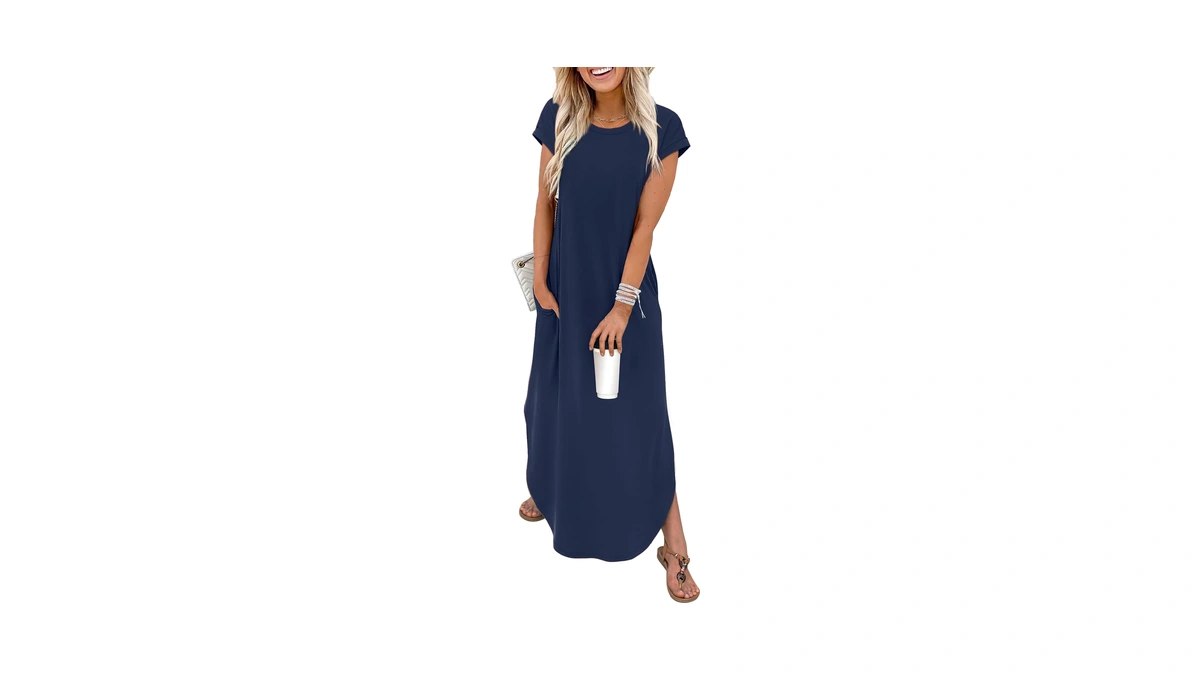 Wiholl Maxi Dresses For Women 2026 Navy Blue Summer Dress