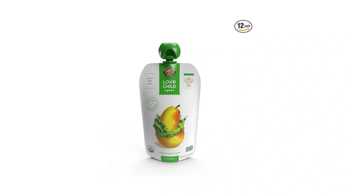 Love Child Organics Superblends Pears, Kale + Peas Puree, 4