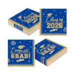 50 Pcs Graduation Napkins Class Of 2026 - Blue Gold