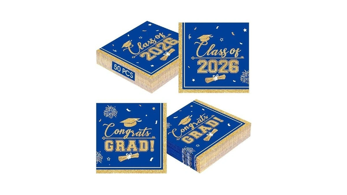 50 Pcs Graduation Napkins Class Of 2026 - Blue Gold