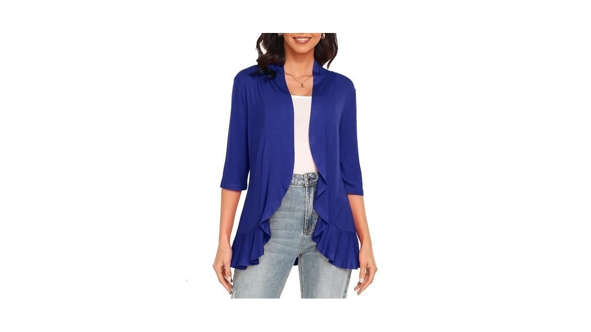 Argstar Women's Lightweight Cardigans, Casual Open Front Soft Draped Ruffles