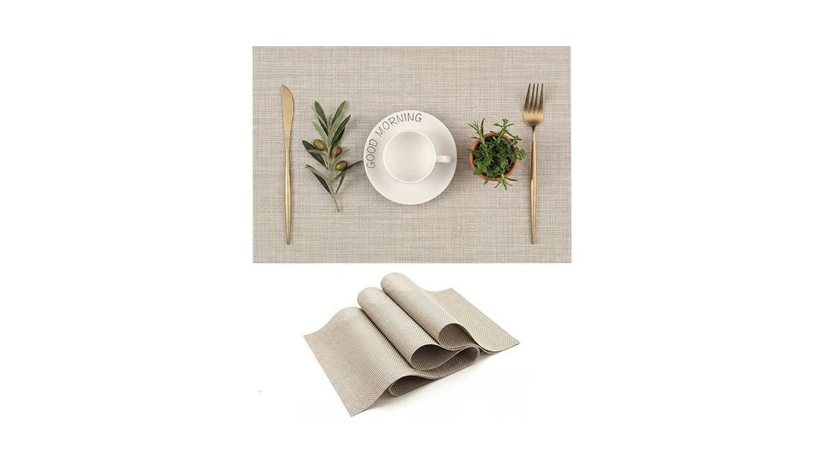Durable Vinyl Placemats Set Of 4, Non-slip For Dining Table