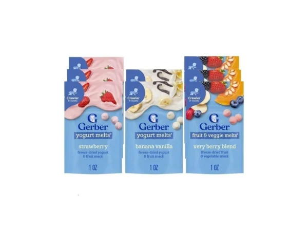 Gerber Stage 3 Baby Food Snacks, Strawberry, Banana Vanilla Yogurt