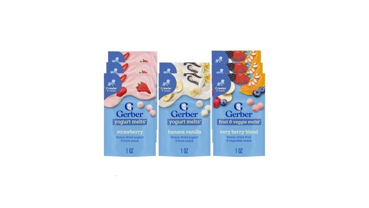 Gerber Stage 3 Baby Food Snacks, Strawberry, Banana Vanilla Yogurt