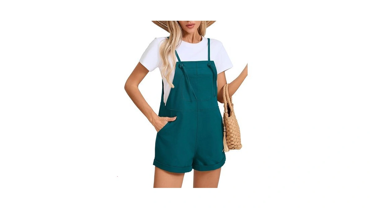 Korsis Overalls For Women Summer Turquoise Small Casual Loose Fit