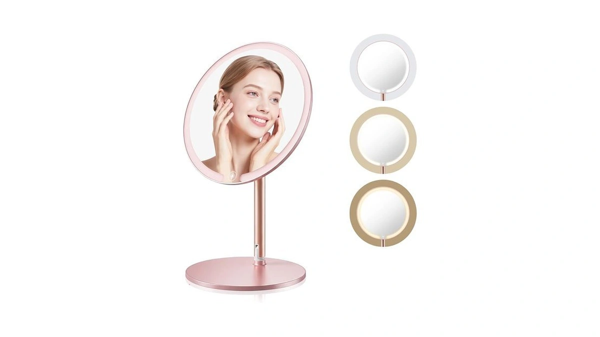 Sjzx Cute Pink Lighted Makeup Mirror, Rechargeable Vanity Mirror With
