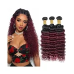 Deep Wave Human Hair Bundles 1b99j Burgundy 18 20 22