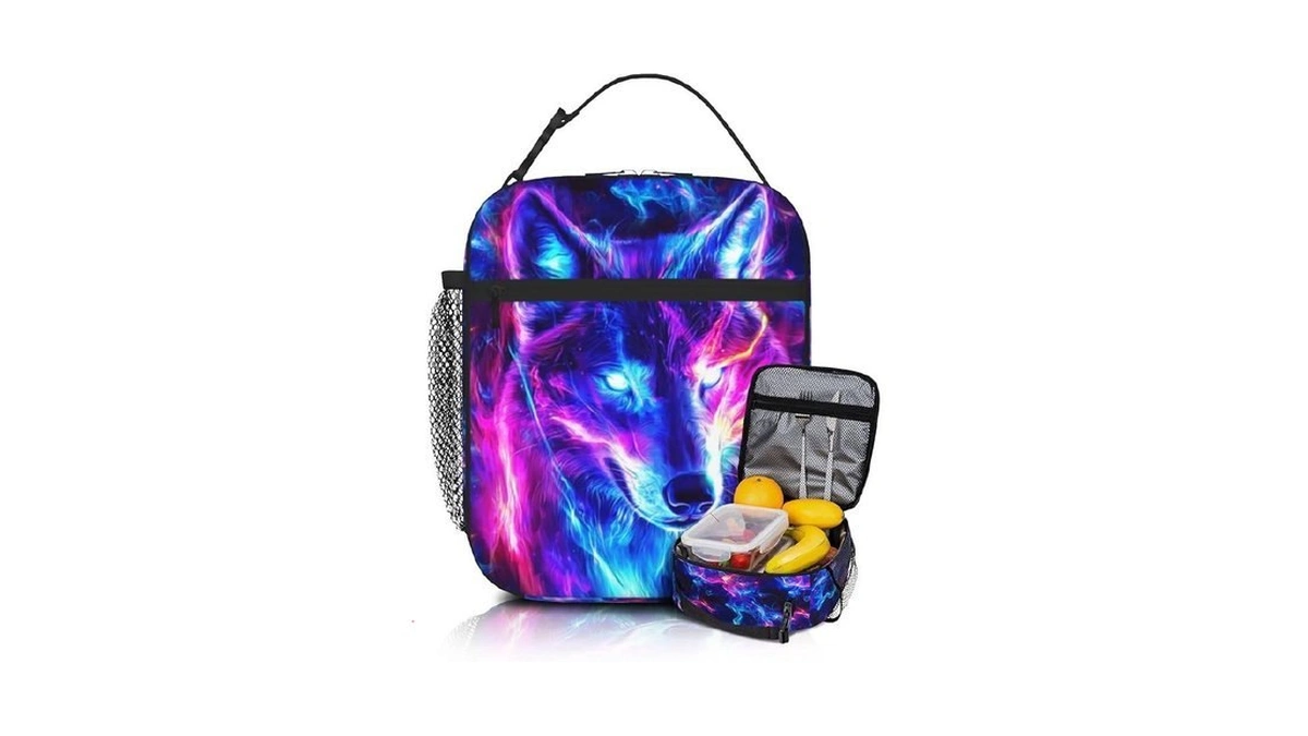 Quelindra Wolf Lunch Box For Kids Boy Girls，wolf Blue Purple