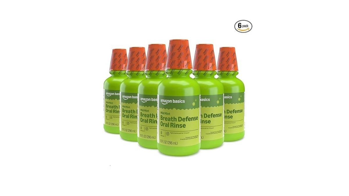 Amazon Basics Breath Defense Oral Rinse, Mild Mint, Fights Bad