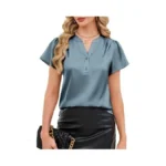 Funlingo Womens Blouses Dressy Casual Flowy Short Sleeve V Neck