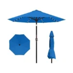 Kingdura 9ft Outdoor Patio Umbrella With Solar Lights, Market Table