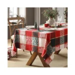 Home Bargains Plus Holly Leaves Plaid Fabric Tablecloth, 60 X