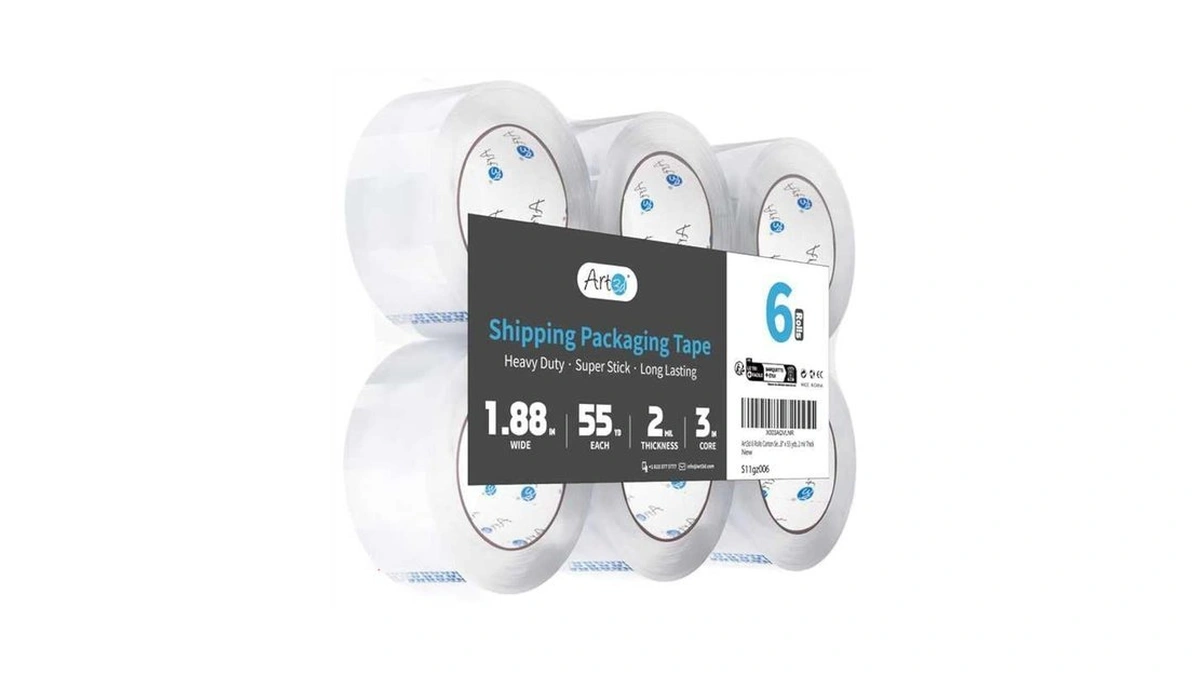Art3d 6 Rolls Carton Sealing Tape Heavy Duty, Clear Packing