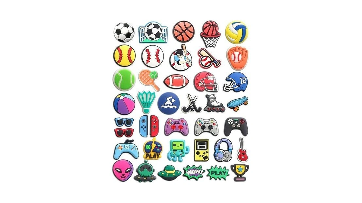 Mowzury 40pcs Sports Shoe Charms For Boys,baseball Soccer Basketball Football