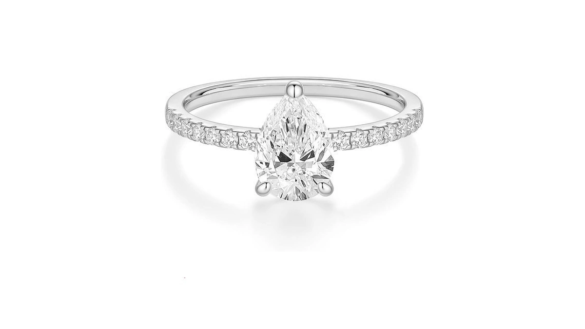 Eamti 2ct Engagement Rings For Women Pear Cut Cz Promise