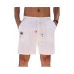 Olemek Men's Casual Shorts Elastic Waist Drawstring Palm Tree Summer