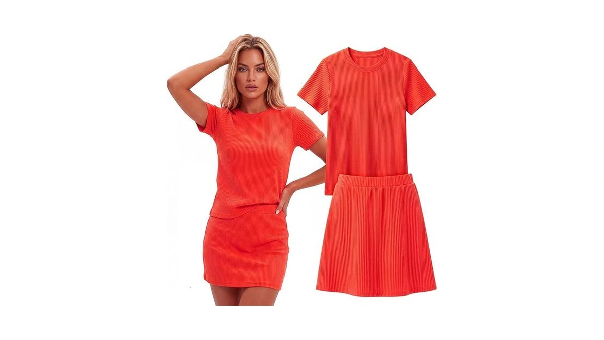 Breathffy Women 2 Piece Skirt Set 2026 Summer Ribbed Loungewear