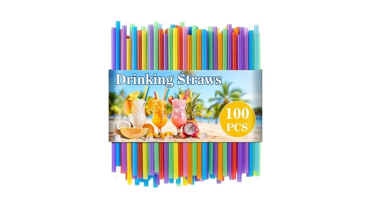 100pcs Colorful Plastic Straws Bulk - Disposable Party Straws 7.5