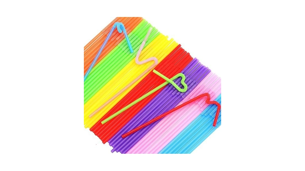 Qinyoung 200 Pcs Flexible Plastic Straws, Disposable Bendy Drinking Straws,