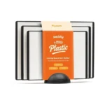 Smirly Plastic Cutting Board Set With Holder 3 Pieces, Non-slip