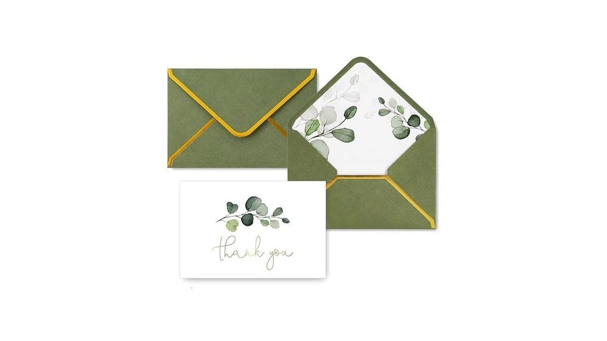 Whaline 50 Packs Green Thank You Cards With Envelopes Eucalyptus