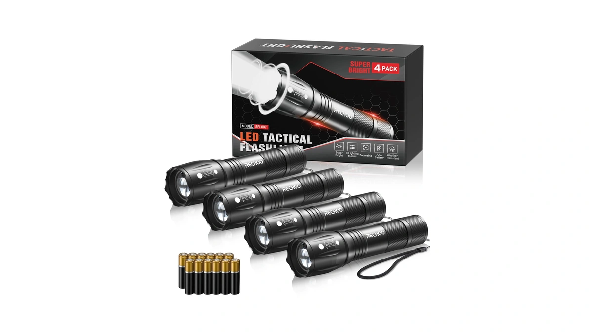 Rechoo 4pack Led Flashlight, Bright Small Flashlights High Lumens With