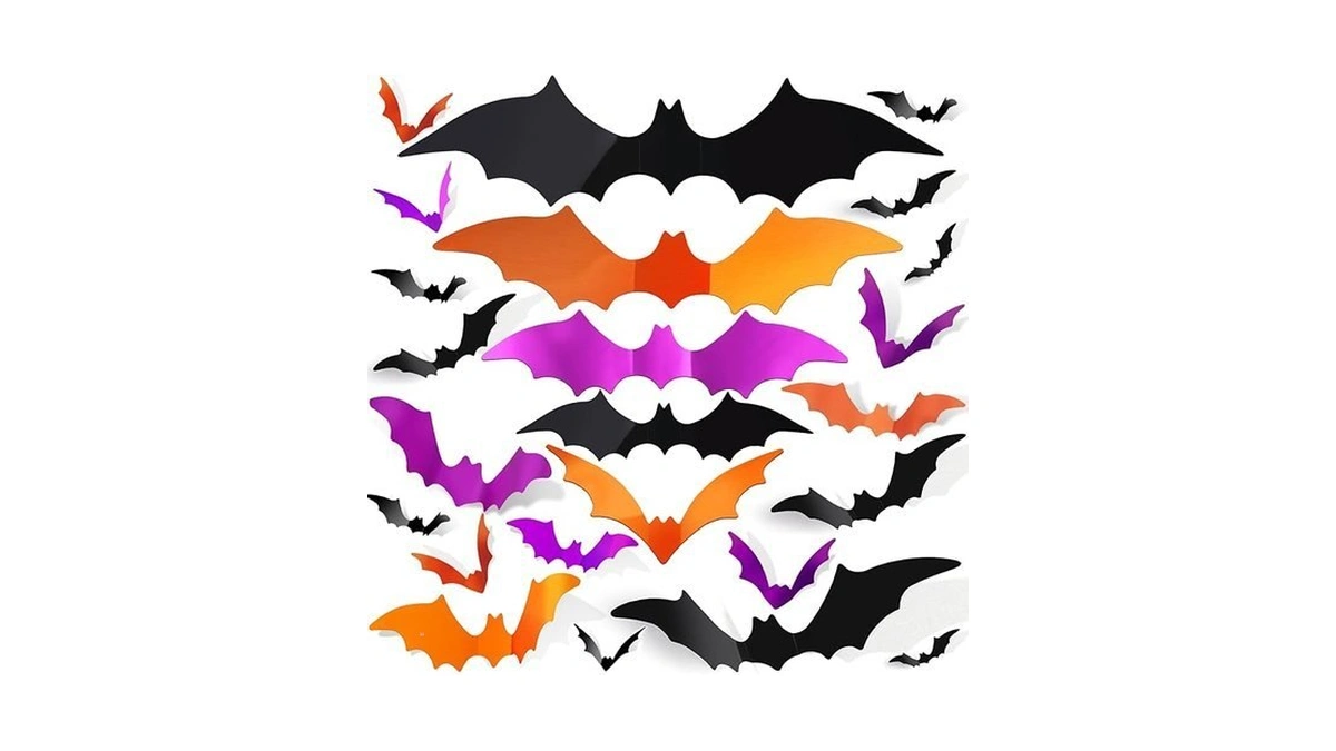 Fandamei 140pcs Halloween Bats Wall Decor, Bats Decoration, 5 Sizes