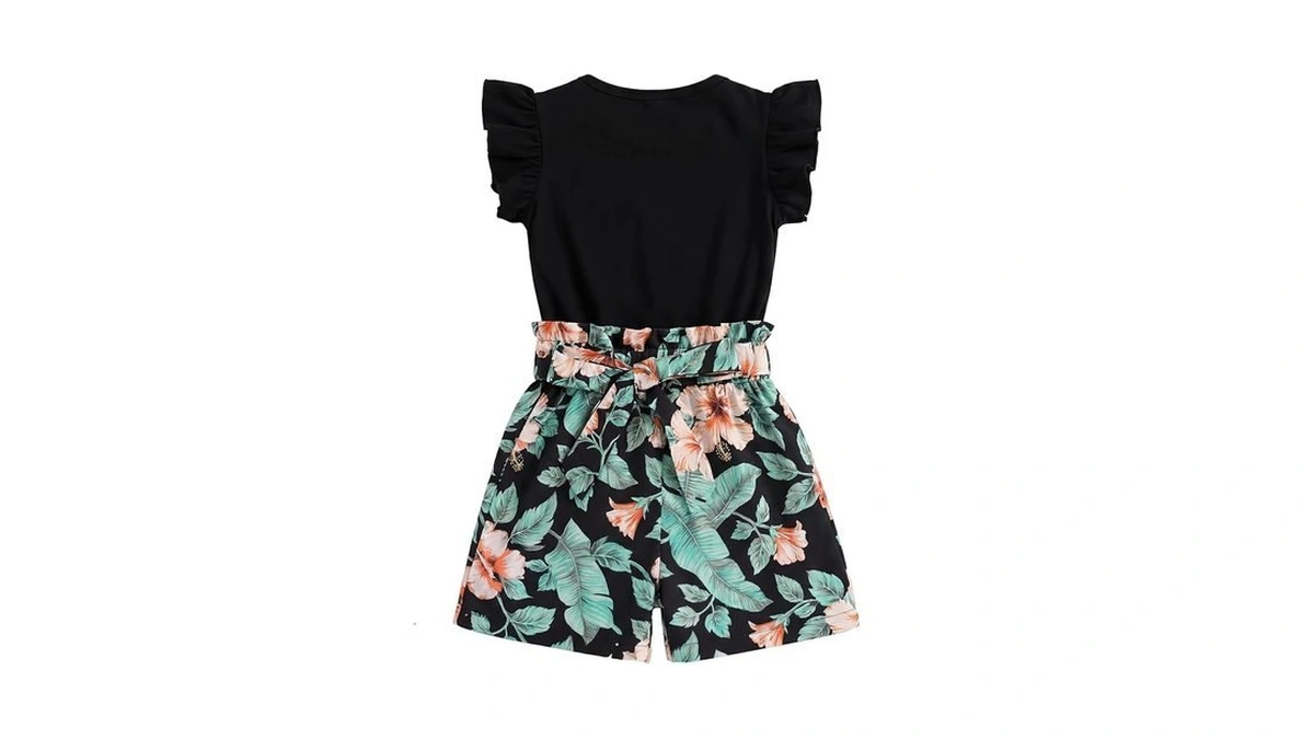 Ecolala Girls 2 Piece Outfits Summer Ruffle Sleeve Top And