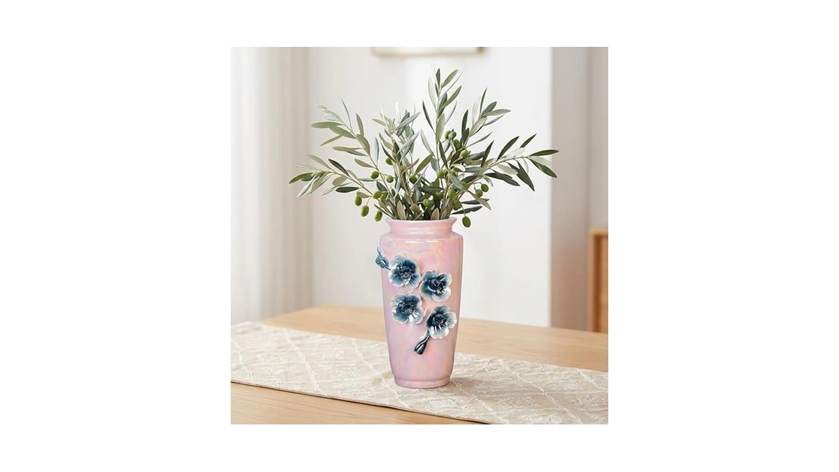 Wancetang Pink Ceramic Vase 9 Inch - Modern Decorative Vase