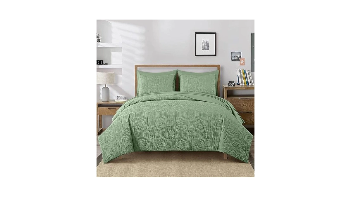 Chezmoi Collection Liam Sage Green King Size Bed In A