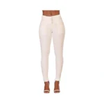 Glook Women's White High Waisted Tummy Control Skinny Fit Jeans