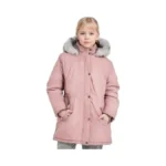 Maoo Garden Girls Winter Coat Big Kids Heavyweight Fur Hood