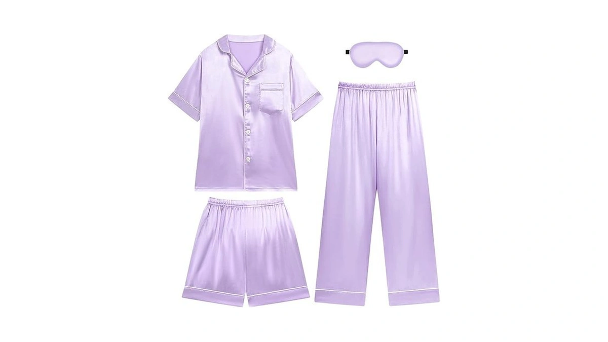 Weixinbuy Girls Pajama Set Silk Satin Pajamas For Kids Girls